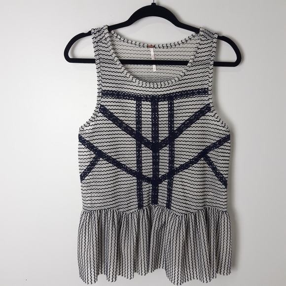 Free People Tops - Free People Lace and Stripe Peplum Top